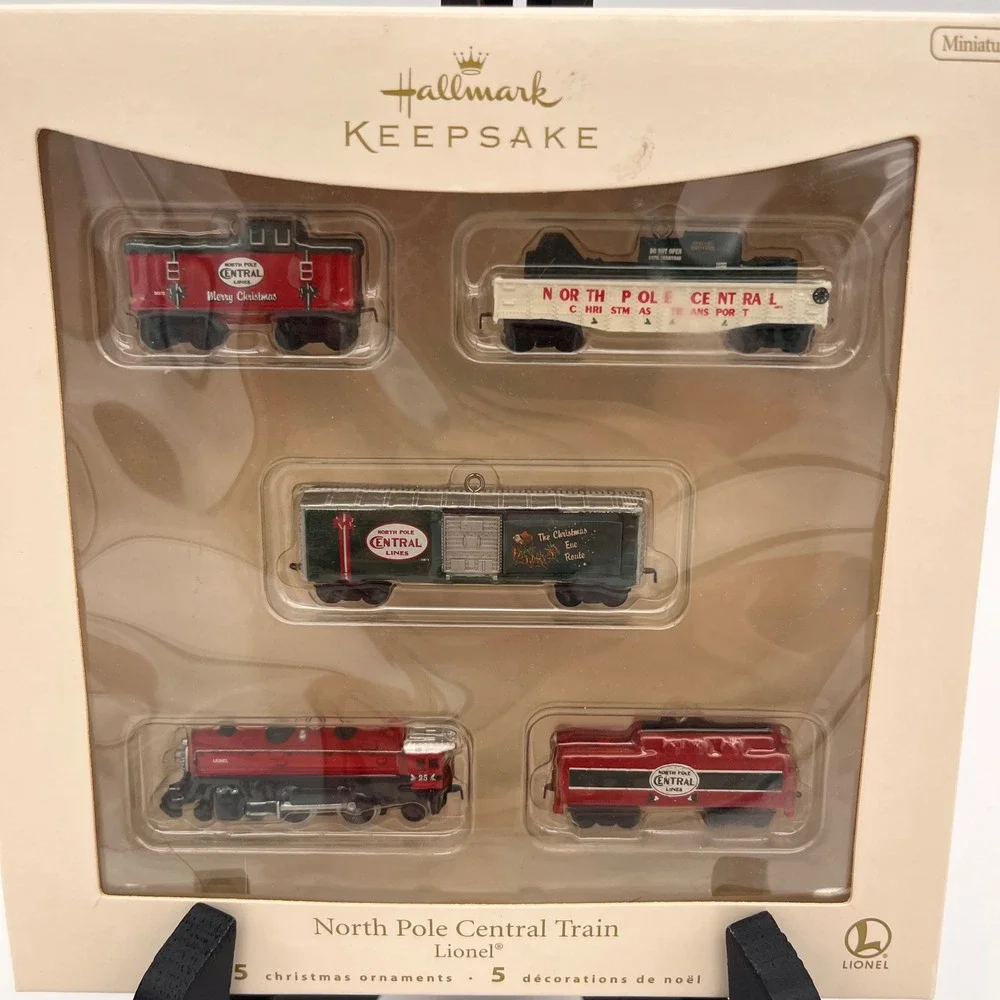 Hallmark Keepsake 2007 North Pole Central Train Lionel Ornaments Set of 5 Mini